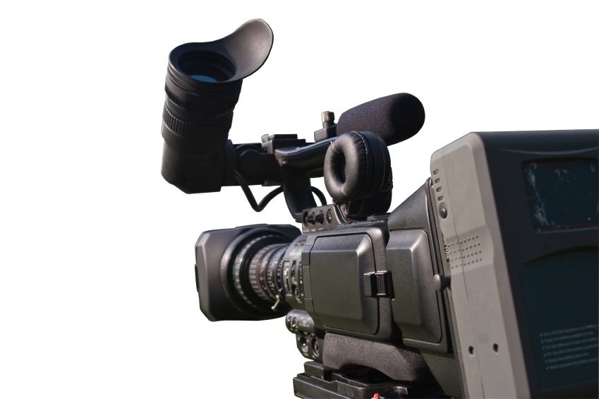 modern digital video camera isolated over white