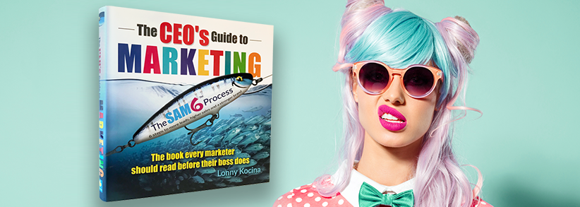 Cover of most helpful marketing book and confused girl