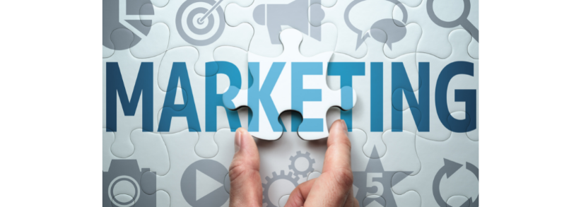 Puzzle with the the word marketing on it, implying media attention is the missing piece