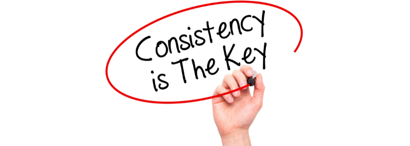 To stay relevant, consistency matters - Photo of hand writing Consistency is Key
