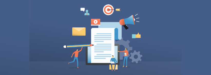 Content Marketing Strategy - Animated page with lines and animated figures