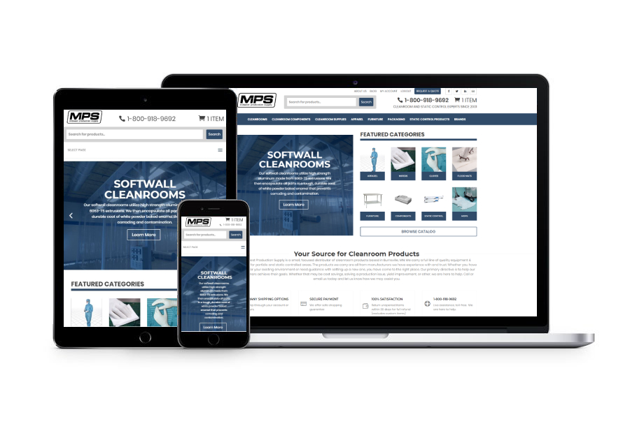 Midwest Production Supply's website on tablet and laptop
