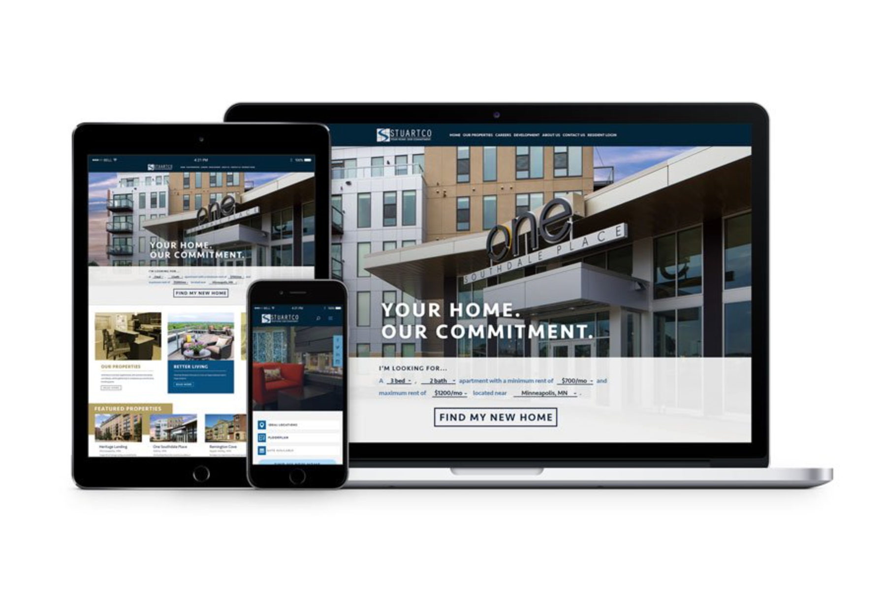 Stuart Co website on tablet, phone and desktop screen